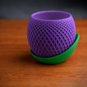 Küre Saksı – 3D Baskı Kafes Dokulu İki Parçalı Dekoratif Saksı - Mor-Yeşil