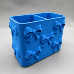 Fiyonk Desenli Bölmeli Kalemlik – 3D Baskı Masaüstü Organizer - Mavi