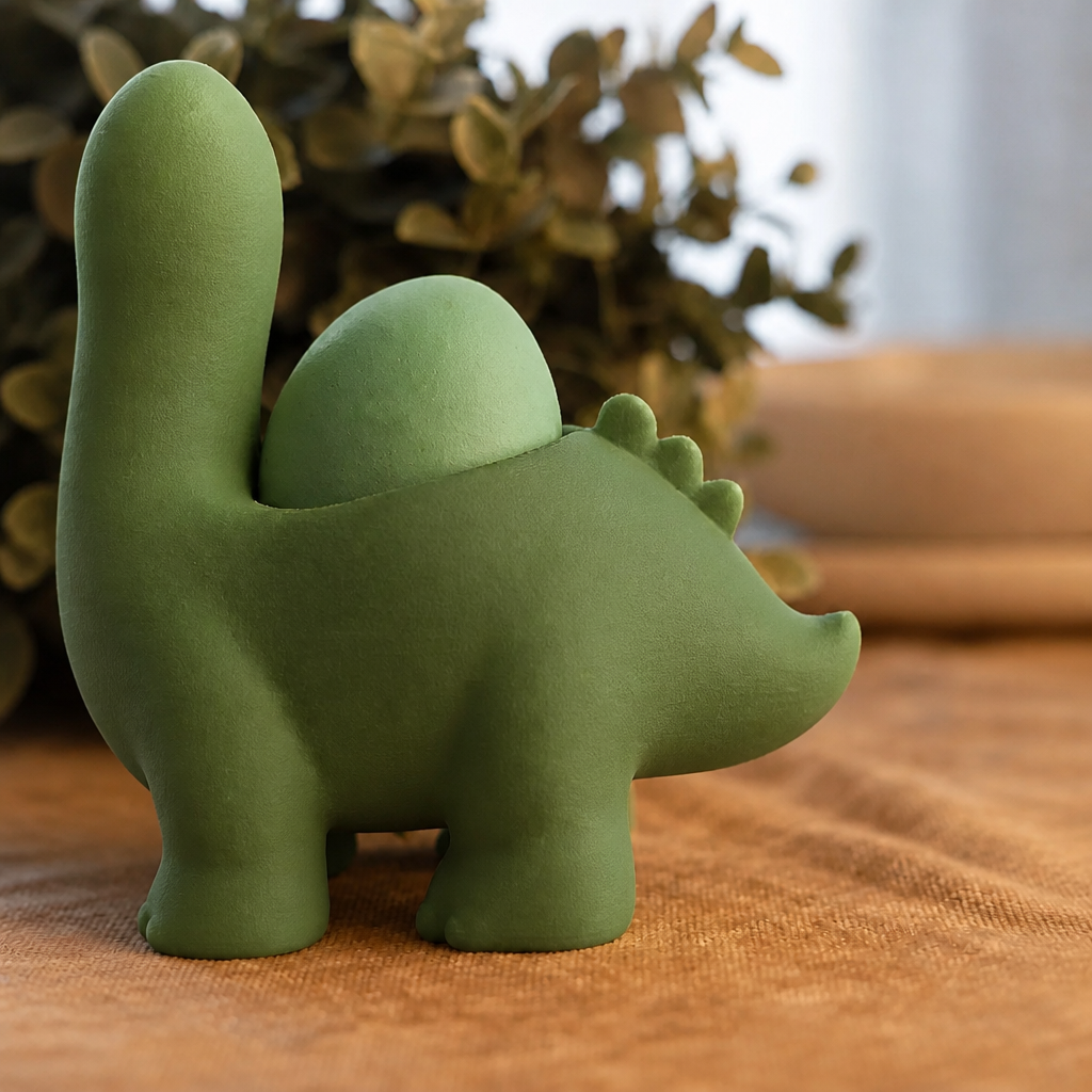 Dinozor Yumurtalık – 3D Baskı Sevimli Eggosaurus Yumurta Tutucu-Yeşil - Görsel 2