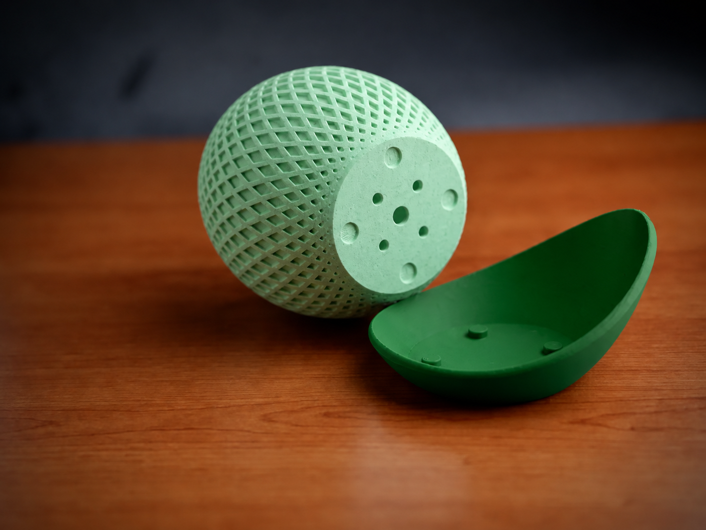Küre Saksı – 3D Baskı Kafes Dokulu İki Parçalı Dekoratif Saksı - Mint-Yeşil - Görsel 2