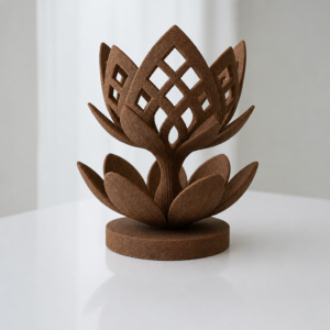 Lotus Çiçeği Mumluk – 3D Baskı Dekoratif Tealight Mumluk-Kahverengi