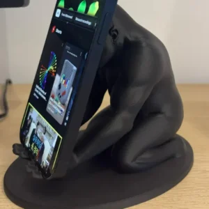 Goril Telefon Tutucu – 3D Baskı Kaslı Goril Masaüstü Telefon Standı-Siyah