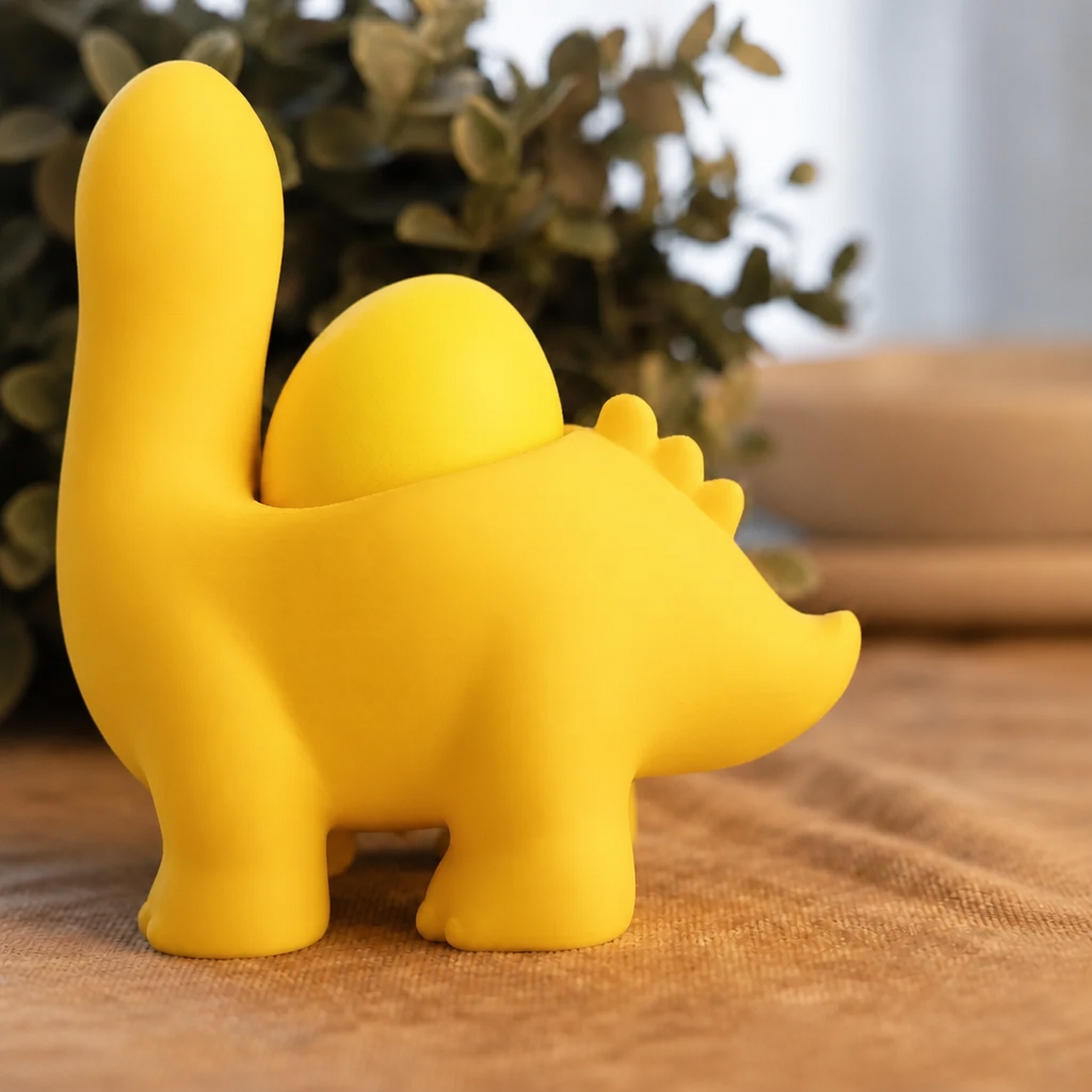 Dinozor Yumurtalık – 3D Baskı Sevimli Eggosaurus Yumurta Tutucu-Sarı - Görsel 2