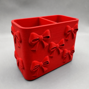 Fiyonk Desenli Bölmeli Kalemlik – 3D Baskı Masaüstü Organizer - Kırmızı