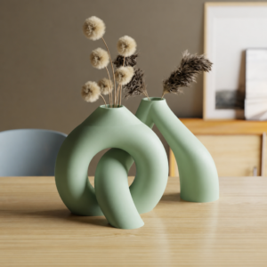 Interlocking Vazo – 3D Baskı İç İçe Geçen Dekoratif Vazo-Mint