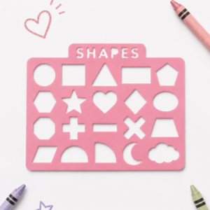 Geometrik Şekiller Çizim Şablonu – 3D Baskı 20 Desenli Kalıp - Pembe