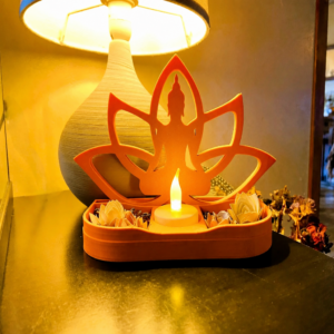 Lotus Buda Mumluk – 3D Baskı Dekoratif Tealight Mumluk-Turuncu