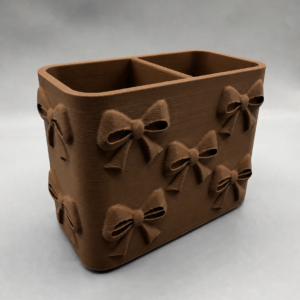 Fiyonk Desenli Bölmeli Kalemlik – 3D Baskı Masaüstü Organizer - Kahverengi