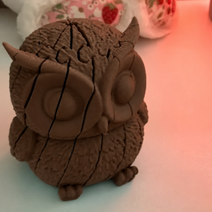 Hareketli Baykuş Figürü – 3D Baskı Eklemli Flexi Oyuncak - Kahverengi
