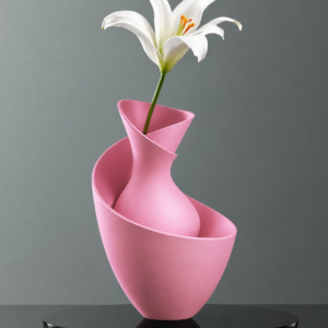 Bold Vazo – 3D Baskı Akışkan Formlu Dekoratif Vazo-Pembe