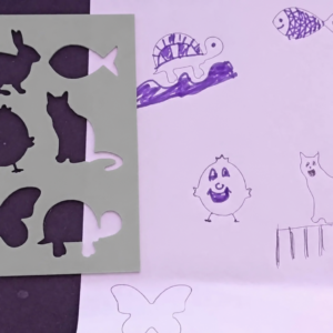 Hayvan Figürleri Çizim Şablonu – 3D Baskı Çoklu Desen Kalıbı - Gri