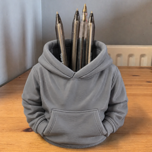 Kapüşonlu Sweatshirt Kalemlik – 3D Baskı Masaüstü Organizer-Gri
