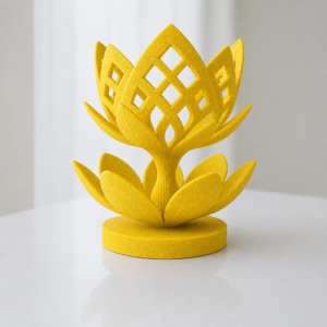 Lotus Çiçeği Mumluk – 3D Baskı Dekoratif Tealight Mumluk-Sarı