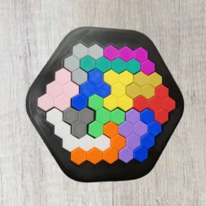 Petek Desenli Altıgen Puzzle – 3D Baskı Renkli Zeka Oyunu