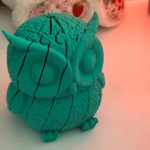 Hareketli Baykuş Figürü – 3D Baskı Eklemli Flexi Oyuncak - Mint