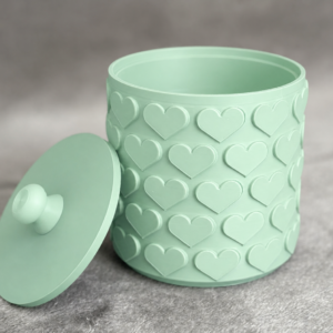 Kalp Desenli Kapaklı Saklama Kutusu – 3D Baskı İki Renkli Organizer - Mint