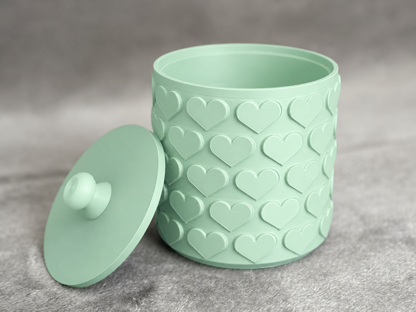 Kalp Desenli Kapaklı Saklama Kutusu – 3D Baskı İki Renkli Organizer - Mint