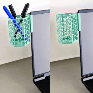 Monitor Kalemlik – 3D Baskı Petek Desenli Laptop Kenar Altıgen Kalemlik-Mint