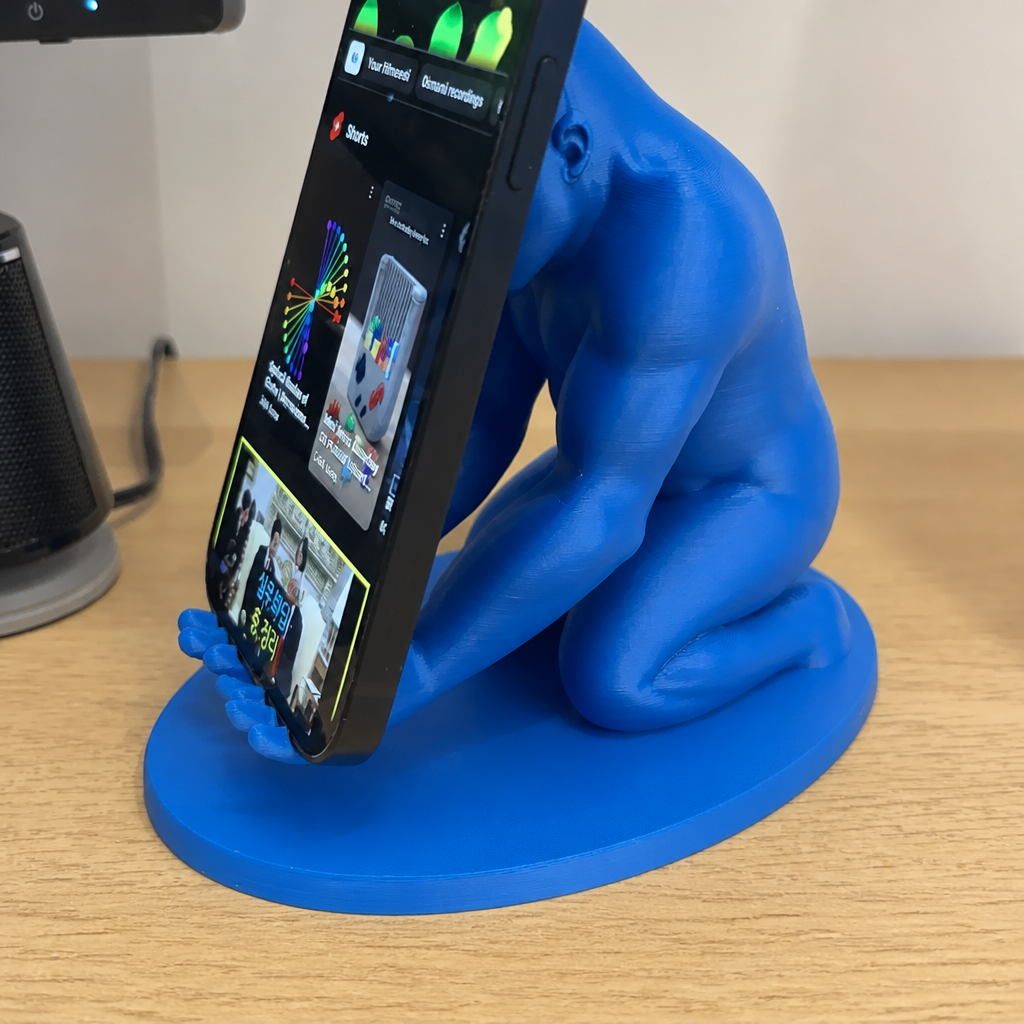 Goril Telefon Tutucu – 3D Baskı Kaslı Goril Masaüstü Telefon Standı-Mavi