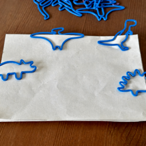 Dinozor Figürlü Kitap Ayracı ve Ataç Seti – 3D Baskı Karışık Desen - Mavi