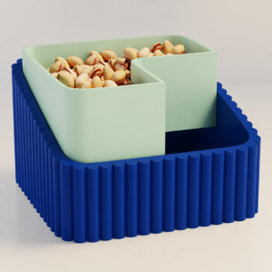 Fıstık Kasesi – 3D Baskı Çift Hazneli Kabuk Ayırıcı Sunum Kasesi - Mavi Mint