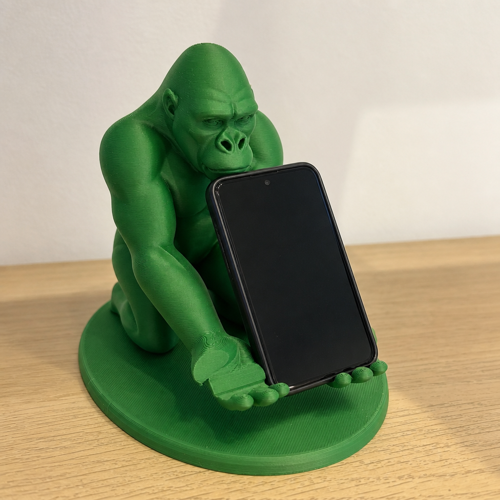 Goril Telefon Tutucu – 3D Baskı Kaslı Goril Masaüstü Telefon Standı-Yeşil - Görsel 2