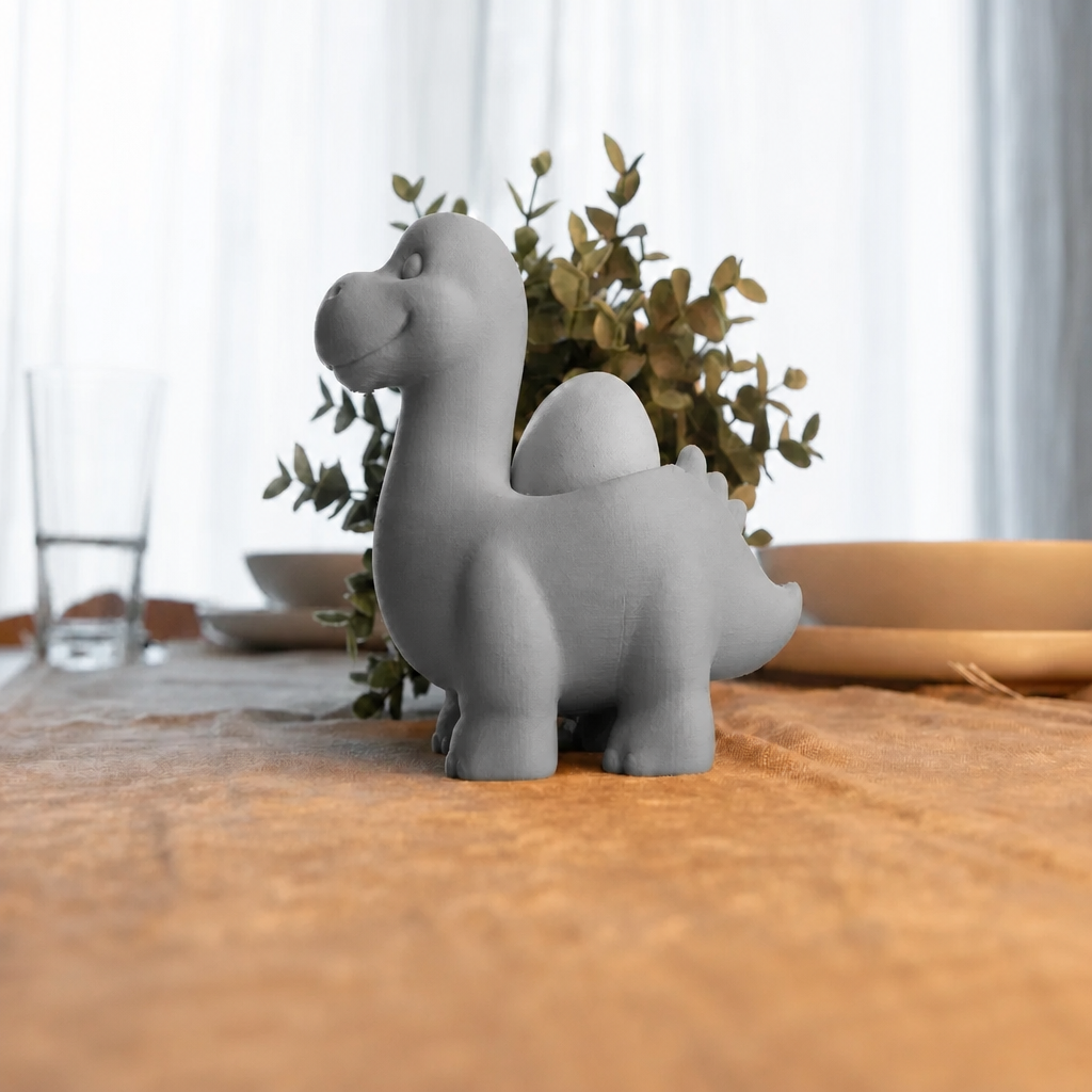 Dinozor Yumurtalık – 3D Baskı Sevimli Eggosaurus Yumurta Tutucu-Gri