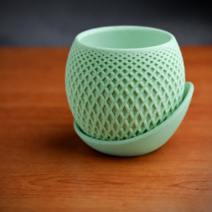 Küre Saksı – 3D Baskı Kafes Dokulu İki Parçalı Dekoratif Saksı - Mint-Mint