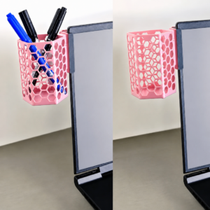 Monitor Kalemlik – 3D Baskı Petek Desenli Laptop Kenar Altıgen Kalemlik-Pembe