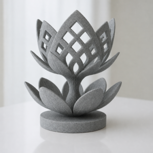 Lotus Çiçeği Mumluk – 3D Baskı Dekoratif Tealight Mumluk-Gri