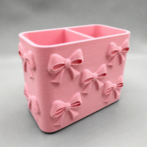 Fiyonk Desenli Bölmeli Kalemlik – 3D Baskı Masaüstü Organizer - Pembe