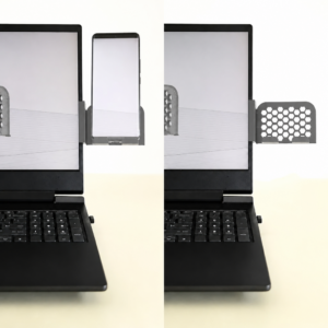 Monitor Telefon Tutucu – 3D Baskı Petek Desenli Laptop Kenar Telefon Tutucu-Gri