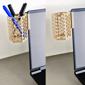 Monitor Kalemlik – 3D Baskı Petek Desenli Laptop Kenar Altıgen Kalemlik-Bej