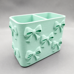 Fiyonk Desenli Bölmeli Kalemlik – 3D Baskı Masaüstü Organizer - Mint