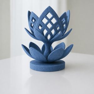 Lotus Çiçeği Mumluk – 3D Baskı Dekoratif Tealight Mumluk-Mavi