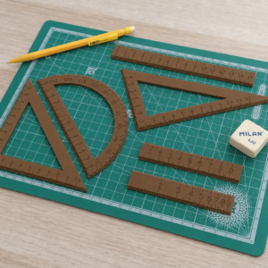 Geometri Cetvel Seti – 3D Baskı İletki, Gönye ve Ölçüm Araçları - Kahverengi