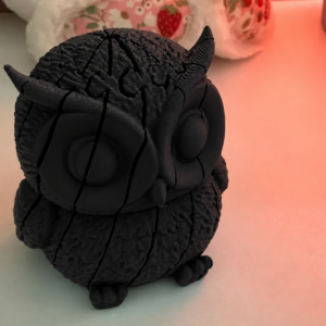 Hareketli Baykuş Figürü – 3D Baskı Eklemli Flexi Oyuncak - Siyah