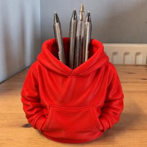 Kapüşonlu Sweatshirt Kalemlik – 3D Baskı Masaüstü Organizer-Kırmızı