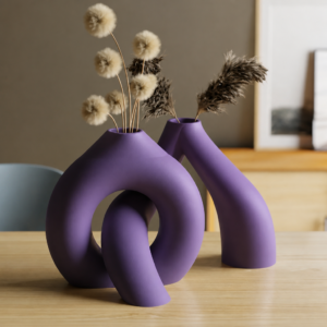 Interlocking Vazo – 3D Baskı İç İçe Geçen Dekoratif Vazo-Mor