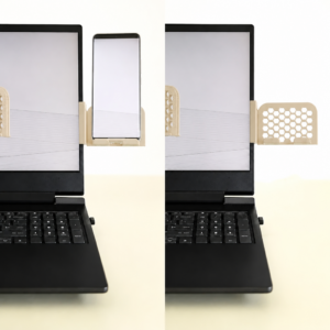 Monitor Telefon Tutucu – 3D Baskı Petek Desenli Laptop Kenar Telefon Tutucu-Bej