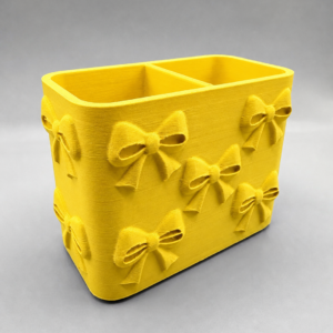 Fiyonk Desenli Bölmeli Kalemlik – 3D Baskı Masaüstü Organizer - Sarı