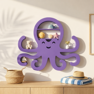 Ahtapot Duvar Rafı – 3D Baskı Dekoratif Mini Raf-Mor