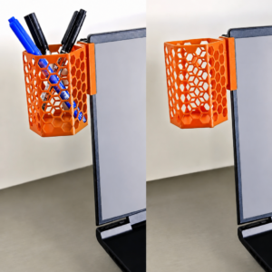 Monitor Kalemlik – 3D Baskı Petek Desenli Laptop Kenar Altıgen Kalemlik-Turuncu