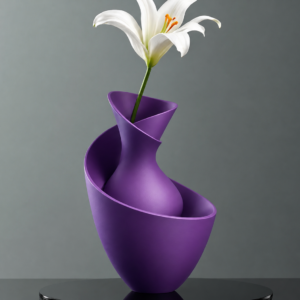 Bold Vazo – 3D Baskı Akışkan Formlu Dekoratif Vazo-Mor