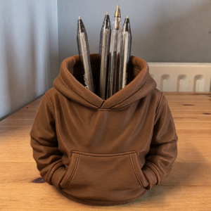 Kapüşonlu Sweatshirt Kalemlik – 3D Baskı Masaüstü Organizer-Kahverengi