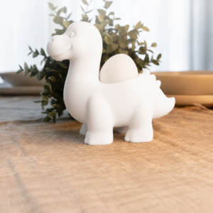 Dinozor Yumurtalık – 3D Baskı Sevimli Eggosaurus Yumurta Tutucu-Beyaz