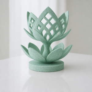 Lotus Çiçeği Mumluk – 3D Baskı Dekoratif Tealight Mumluk-Mint