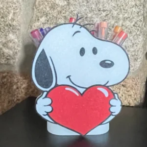 Kalp Tutan Sevimli Köpek Figürlü Kalemlik – 3D Baskı Masaüstü Organizer