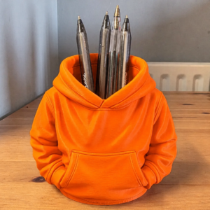 Kapüşonlu Sweatshirt Kalemlik – 3D Baskı Masaüstü Organizer-Turuncu