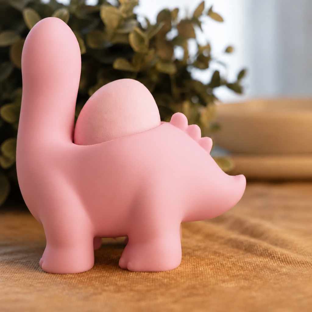 Dinozor Yumurtalık – 3D Baskı Sevimli Eggosaurus Yumurta Tutucu-Pembe - Görsel 2